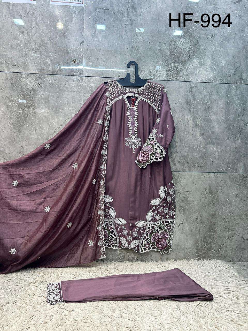 HOOR TEX HF-997 Rayon Satin Stitched Pakistani Suit