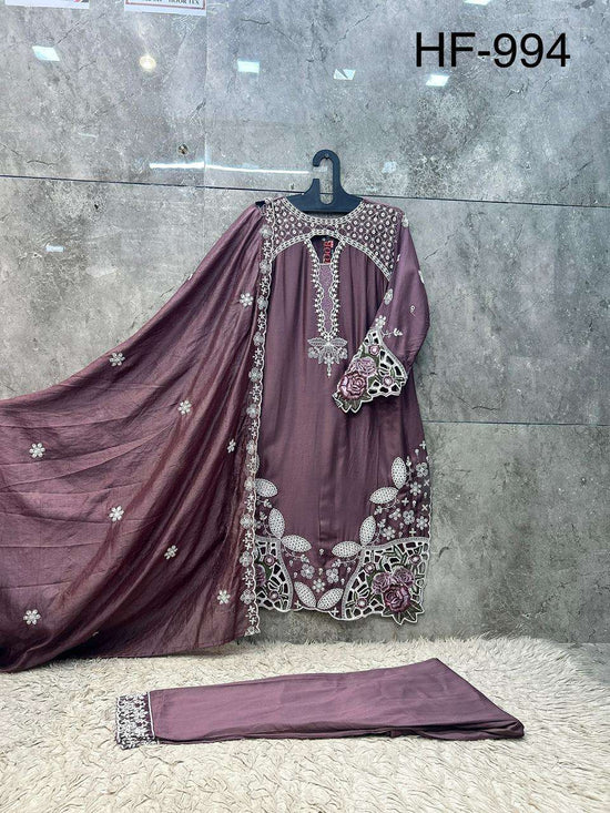 HOOR TEX HF-997 Rayon Satin Stitched Pakistani Suit