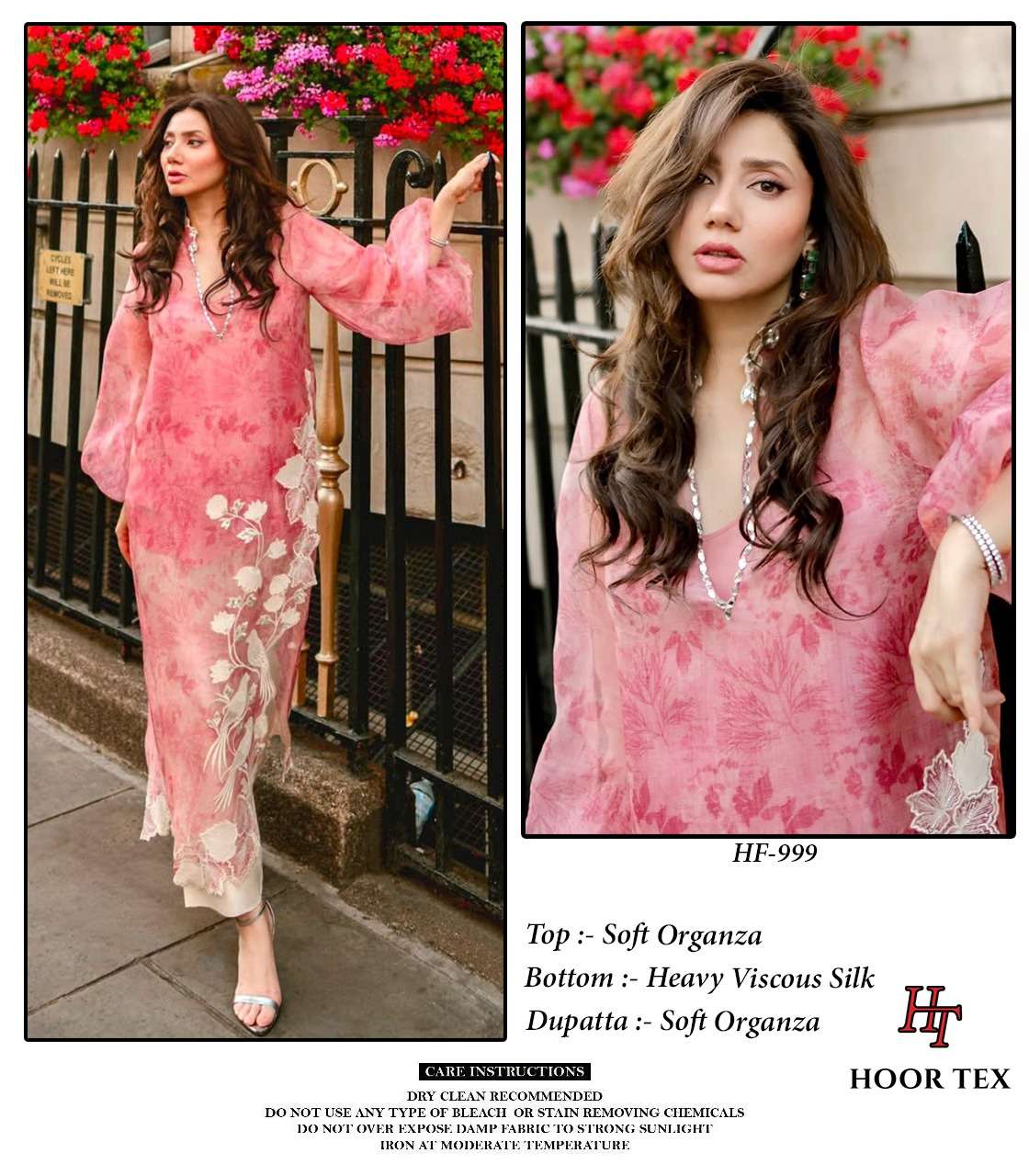 Hoor Tex HF-999 Soft Organza Embroidery Stitched Salwar Suit Set