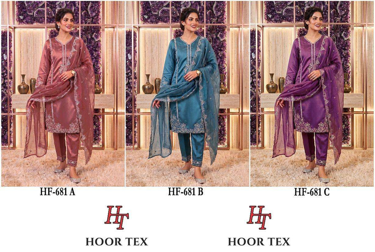 Hoor Tex HF-681 Viscose Embroidered Pakistani Suit Set