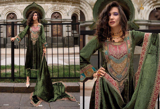 Ibiza Arasik Pure Viscose Velvet Embroidered Dress Material