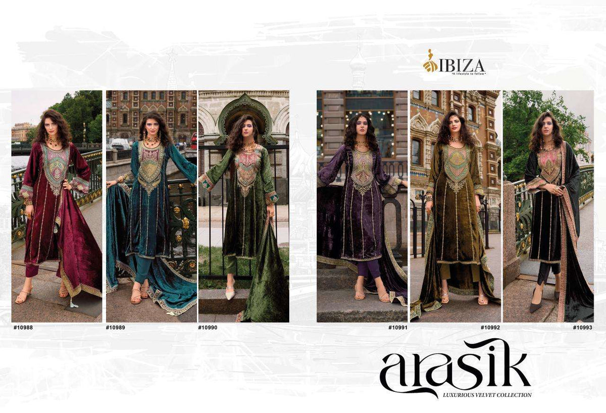 Ibiza Arasik Pure Viscose Velvet Embroidered Dress Material