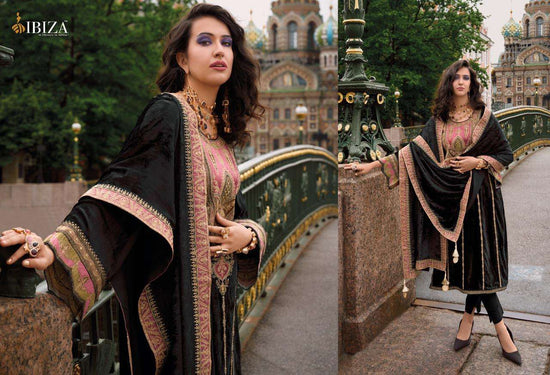 Ibiza Arasik Pure Viscose Velvet Embroidered Dress Material