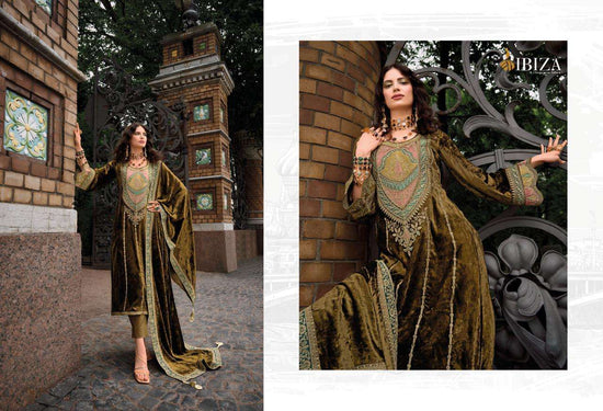 Ibiza Arasik Pure Viscose Velvet Embroidered Dress Material