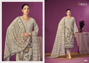Ibiza Awesome Linen Jacquard Embroidered Dress Material
