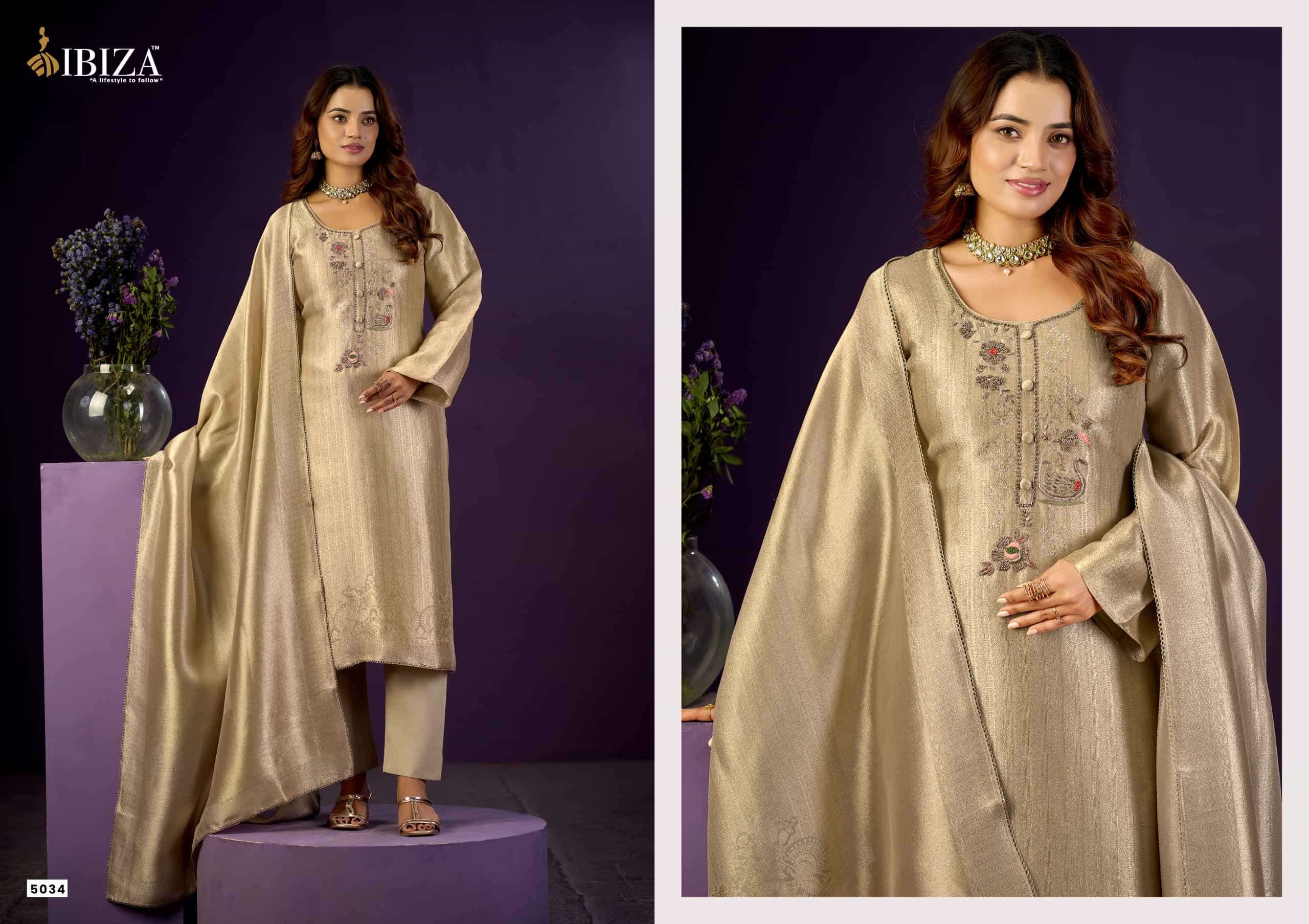 Ibiza Basma Ziraf Silk Jacquard Handwork Partywear Suit