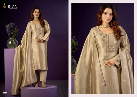 Ibiza Basma Ziraf Silk Jacquard Handwork Partywear Suit