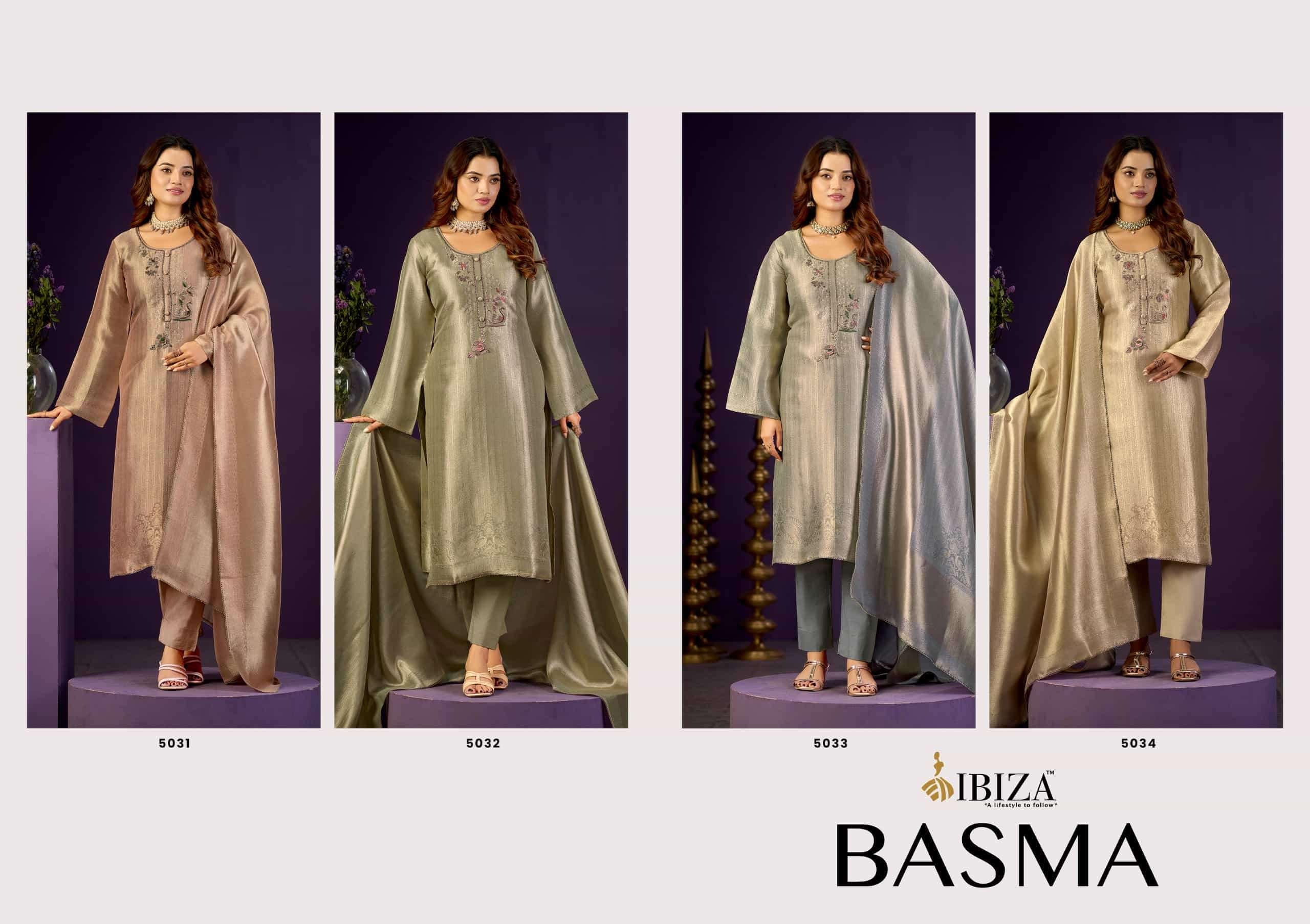 Ibiza Basma Ziraf Silk Jacquard Handwork Partywear Suit