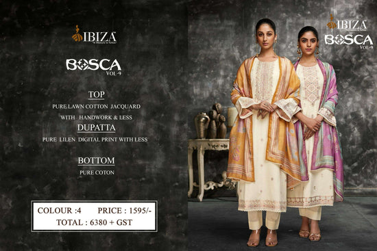 Ibiza Bosca Vol 9 Lawn Cotton Jacquard Dress Material - Amrah Wholesale