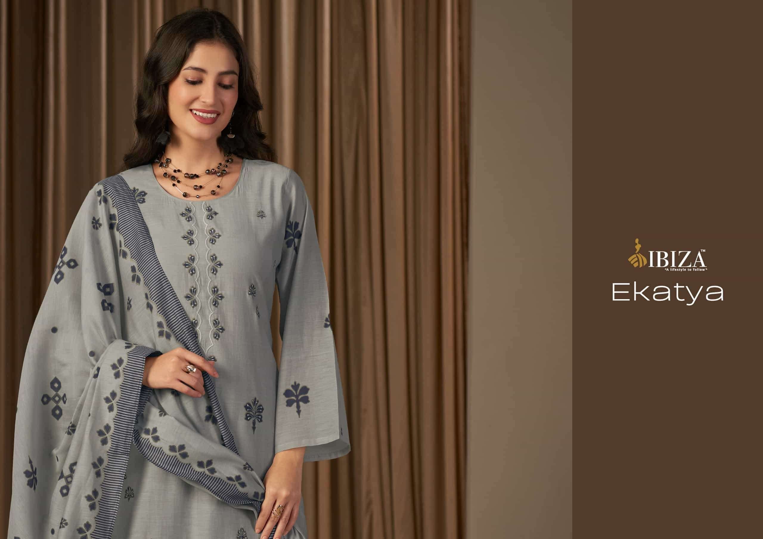 Ibiza Ekatya Pure Muslin Digital Printed Dress Material