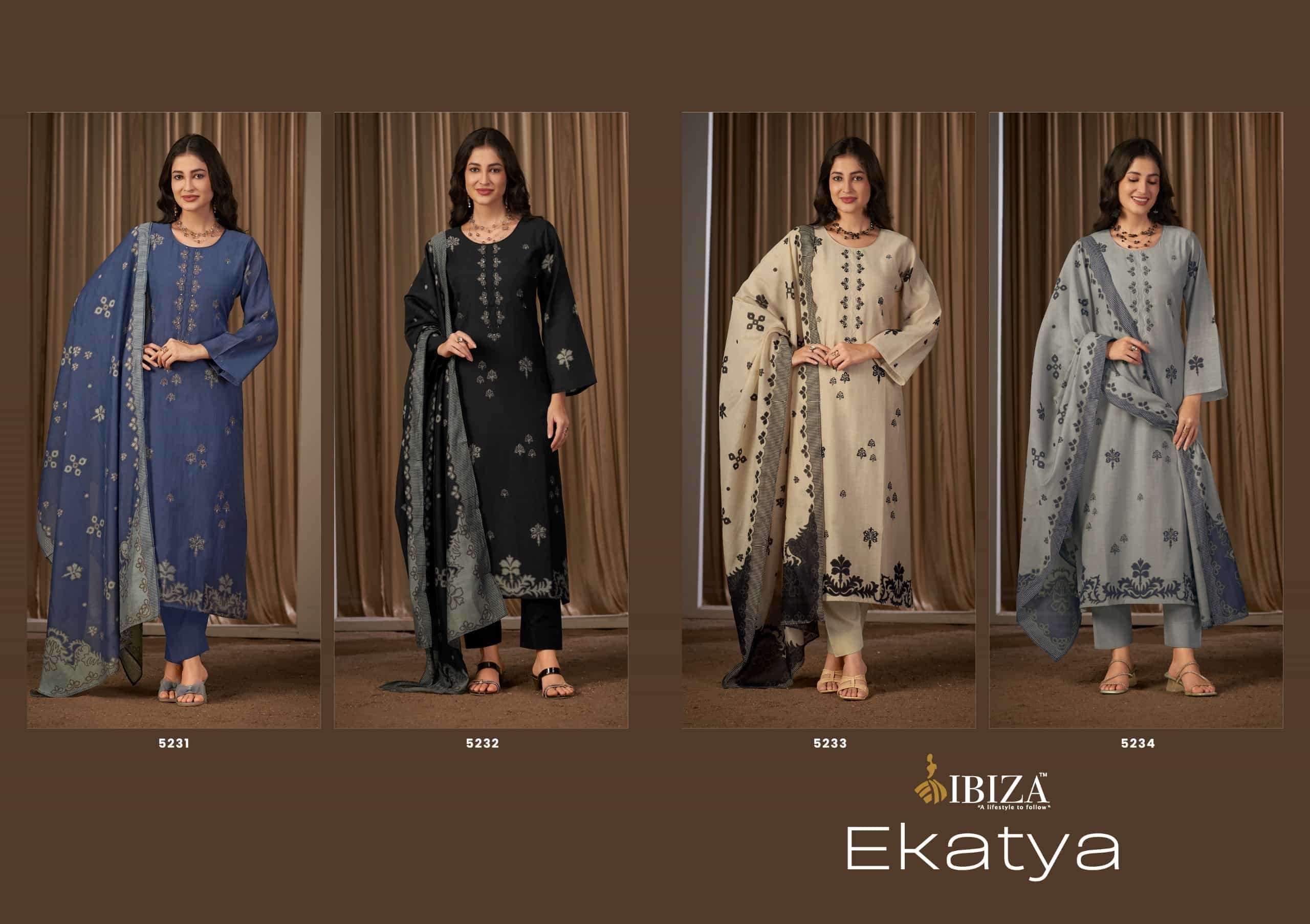 Ibiza Ekatya Pure Muslin Digital Printed Dress Material