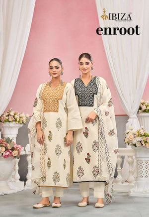 Ibiza Enroot Pure Cotton Dress Material - Amrah Wholesale