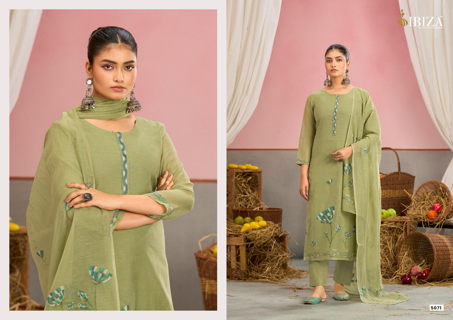 Ibiza Eshal Linen Cotton Dress Material