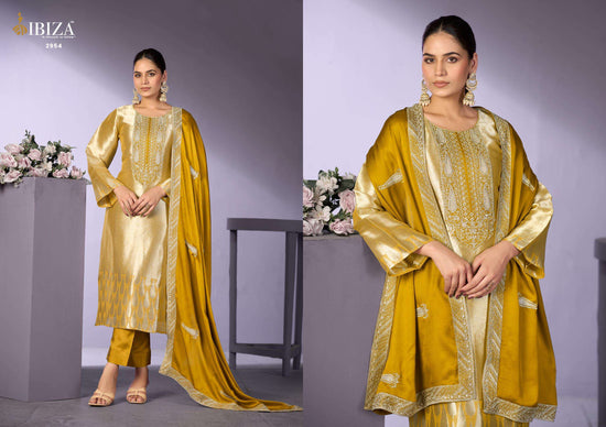 Ibiza Gajari Imrozia Vol 2 Pure Ziraf Silk Jacquard Embroidered Dress Material