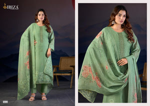 Ibiza Gazal Linen Jacquard Digital Printed Dress Material