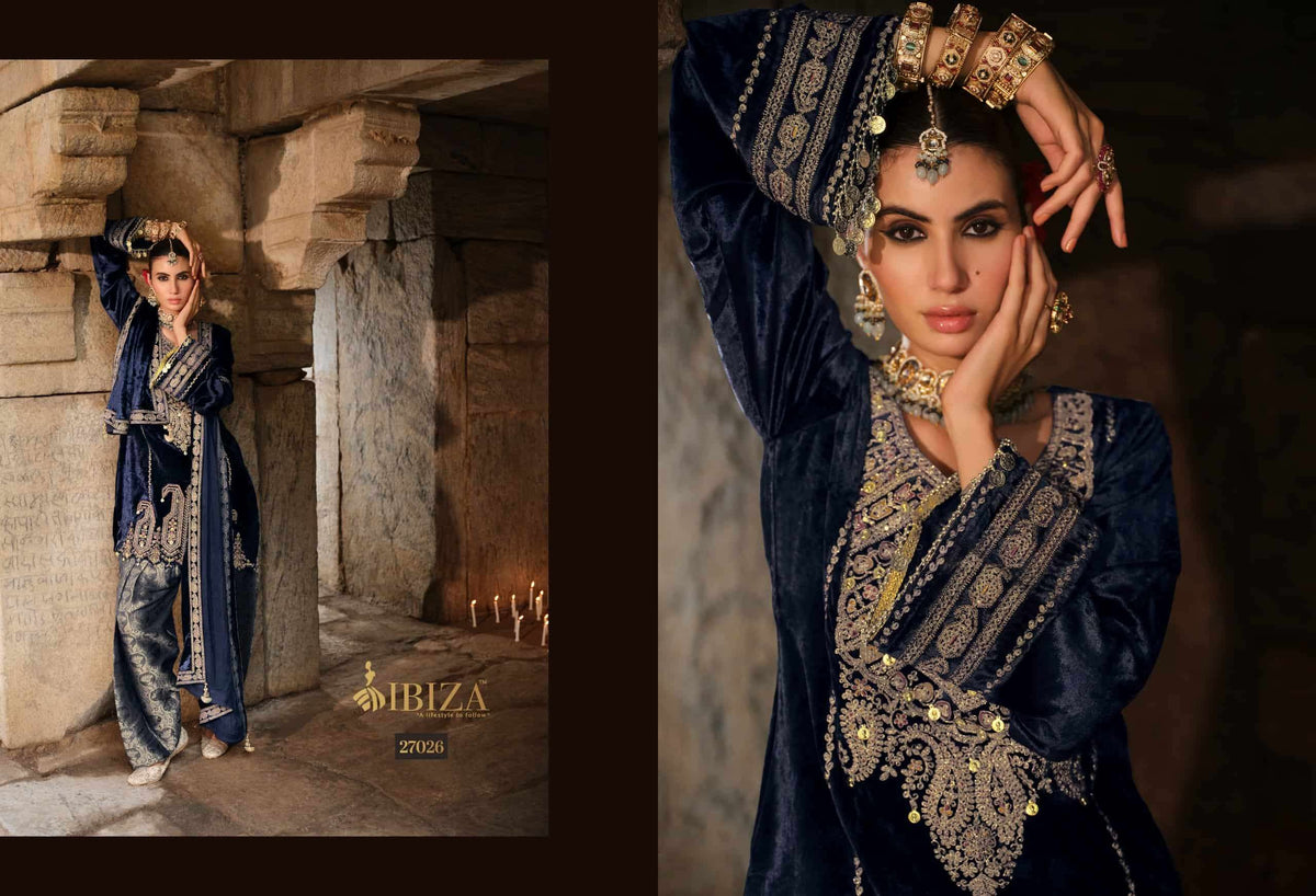 Ibiza Goonj Pure Viscose Velvet Handwork Suit Material