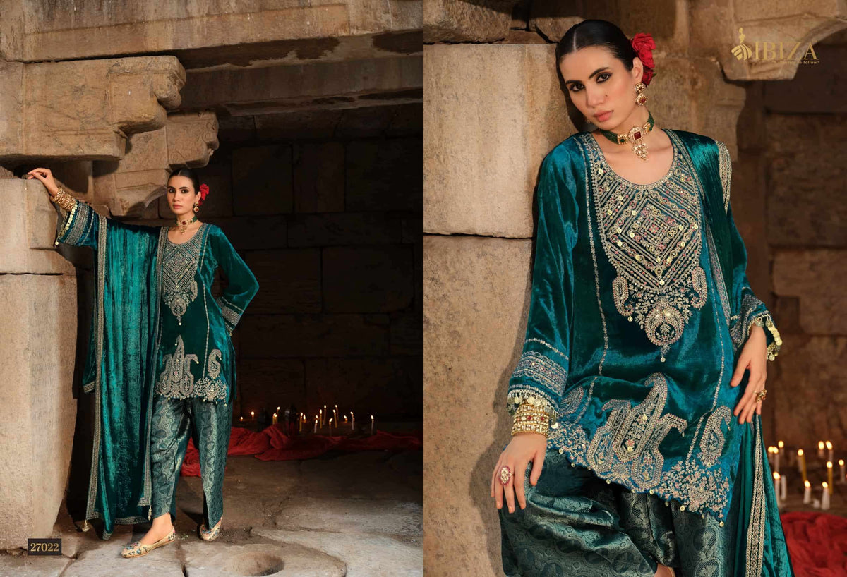 Ibiza Goonj Pure Viscose Velvet Handwork Suit Material