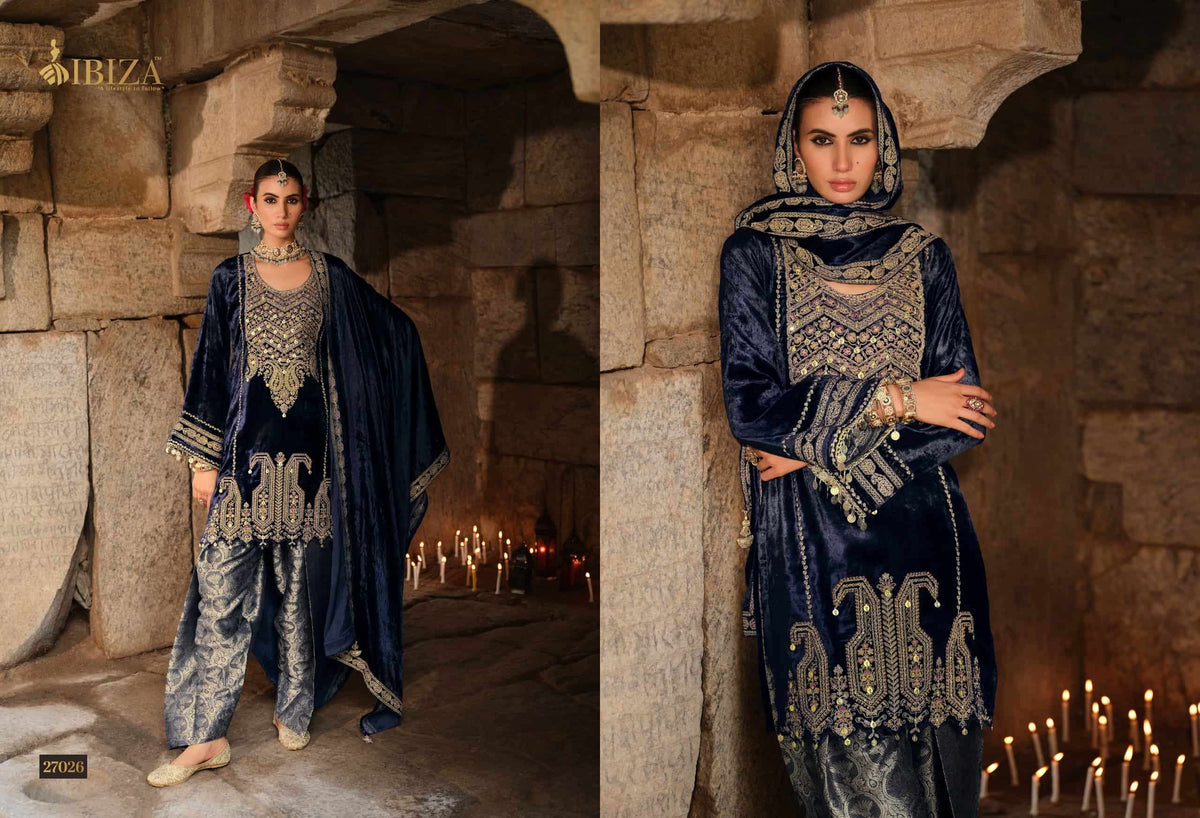 Ibiza Goonj Pure Viscose Velvet Handwork Suit Material
