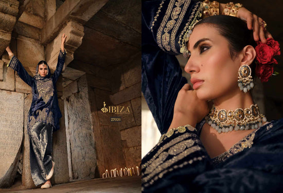 Ibiza Goonj Pure Viscose Velvet Handwork Suit Material