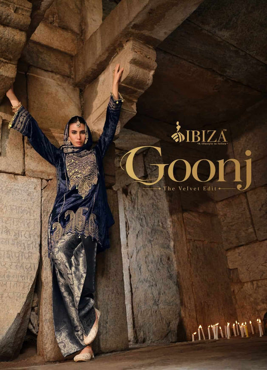 Ibiza Goonj Pure Viscose Velvet Handwork Suit Material