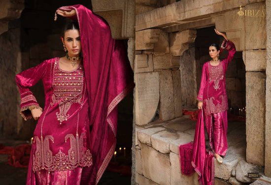 Ibiza Goonj Pure Viscose Velvet Handwork Suit Material