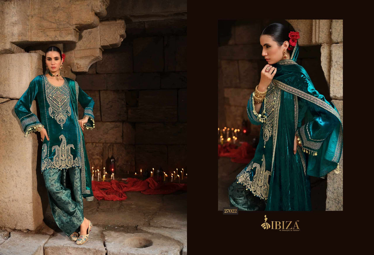 Ibiza Goonj Pure Viscose Velvet Handwork Suit Material