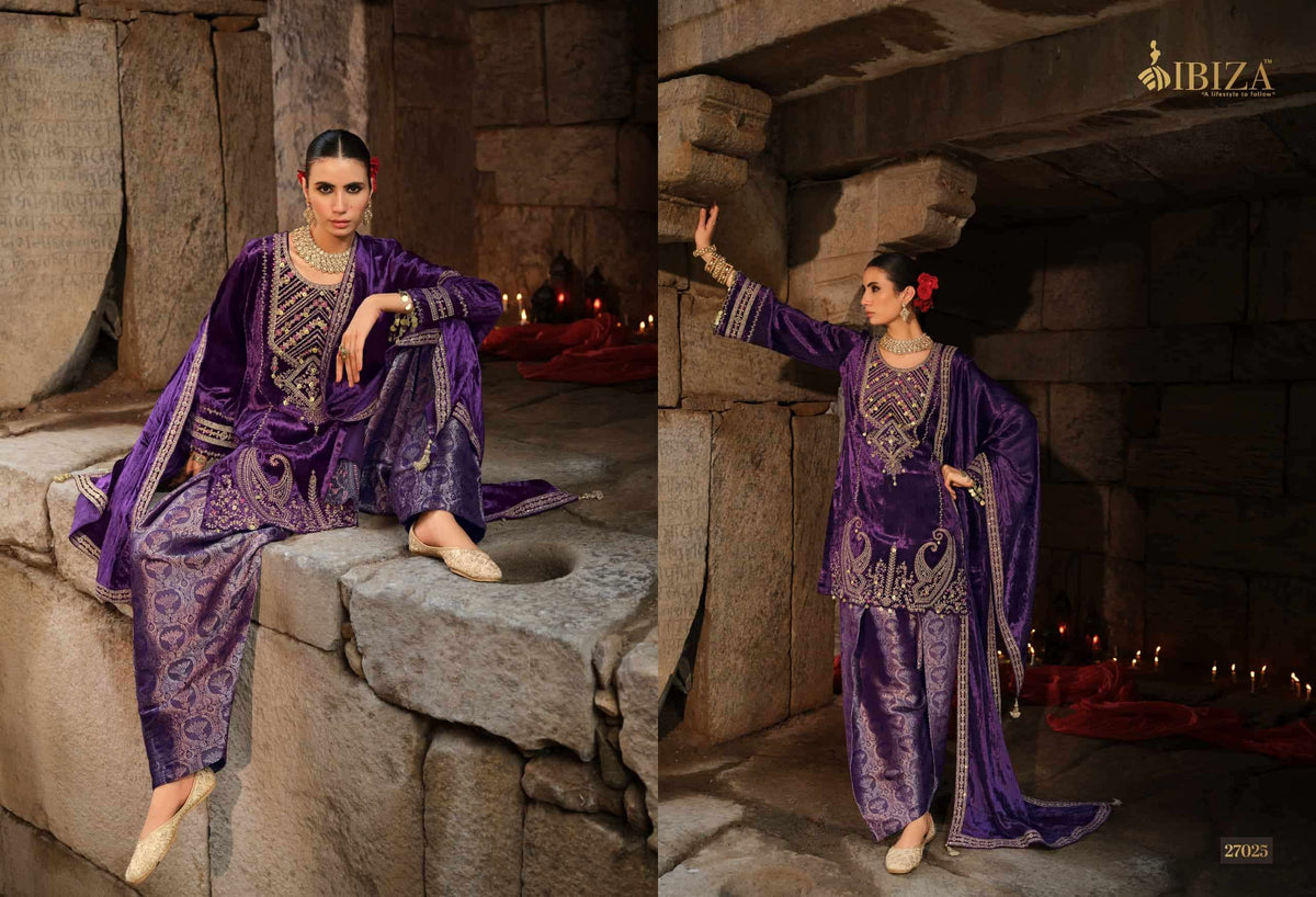 Ibiza Goonj Pure Viscose Velvet Handwork Suit Material