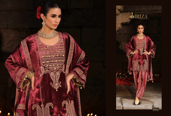 Ibiza Goonj Pure Viscose Velvet Handwork Suit Material