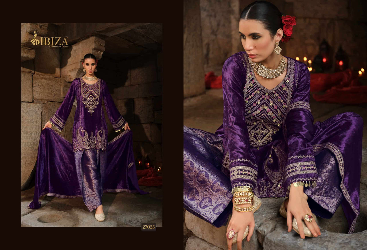 Ibiza Goonj Pure Viscose Velvet Handwork Suit Material