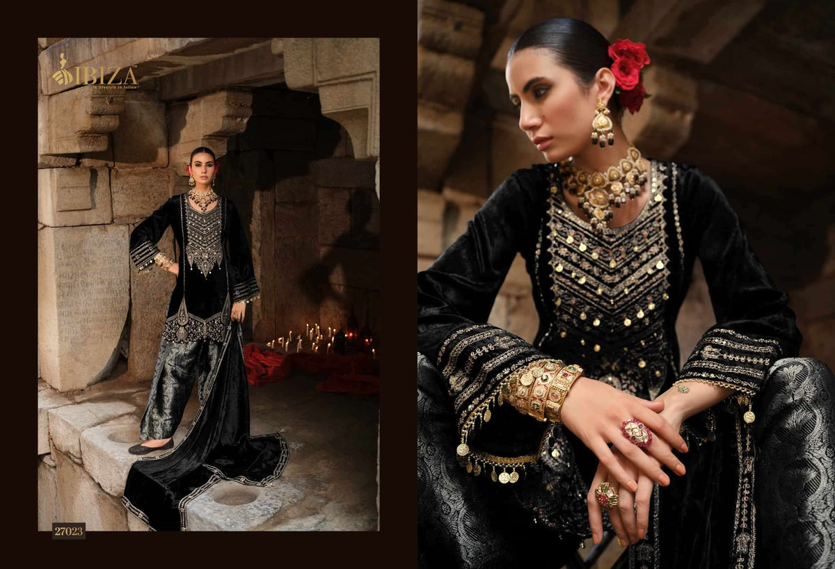 Ibiza Goonj Pure Viscose Velvet Handwork Suit Material
