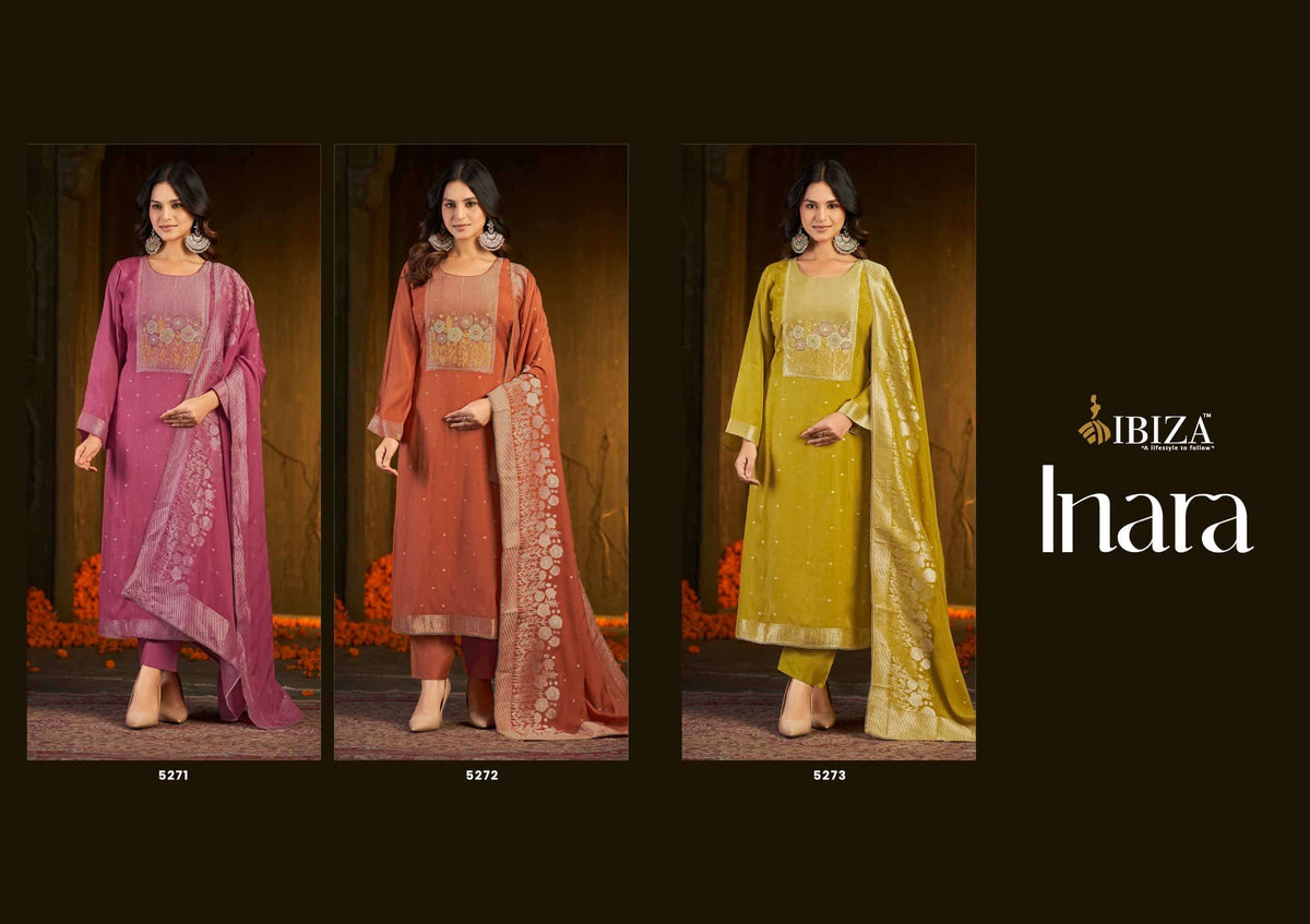 Ibiza Inara Pure Banarasi Silk Handwork Dress Material