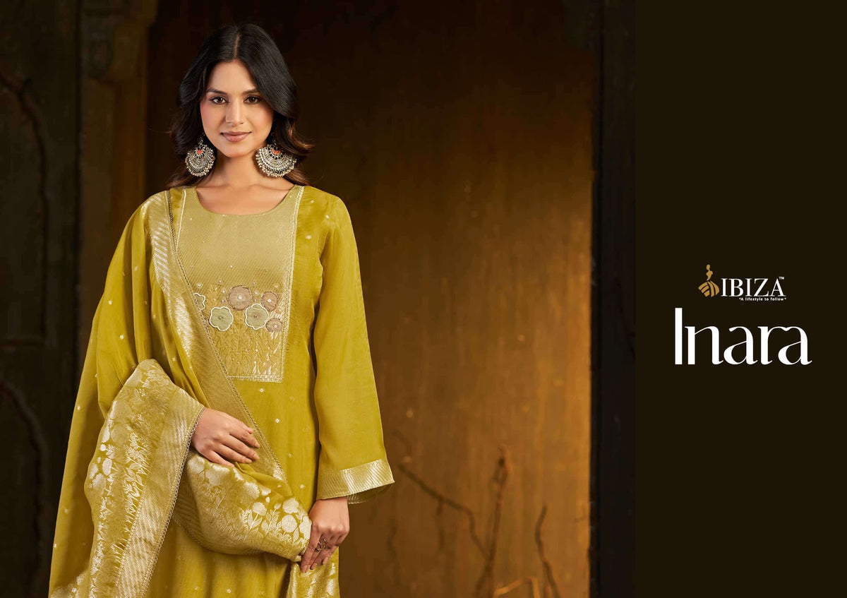 Ibiza Inara Pure Banarasi Silk Handwork Dress Material