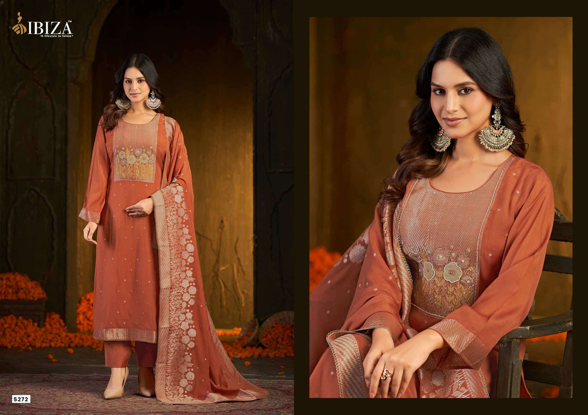 Ibiza Inara Pure Banarasi Silk Handwork Dress Material