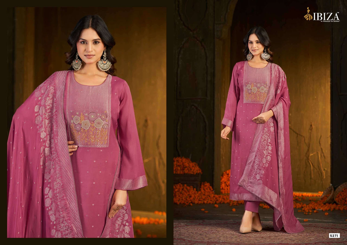 Ibiza Inara Pure Banarasi Silk Handwork Dress Material