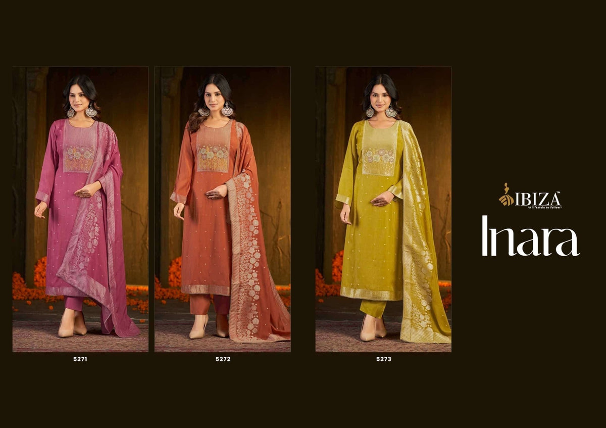 Ibiza Inara Pure Banarasi Silk Handwork Dress Material - Amrah Wholesale