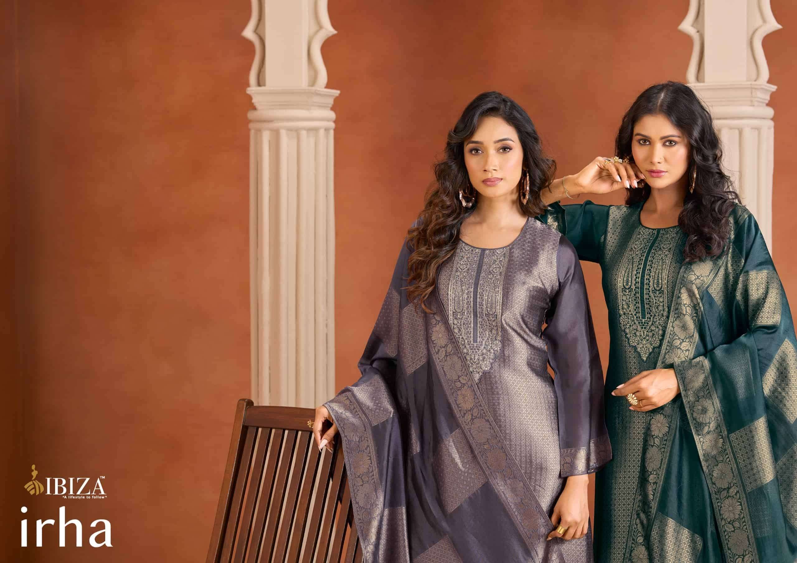 Ibiza Irha Banglory Silk Embroidered Wedding Dress Material