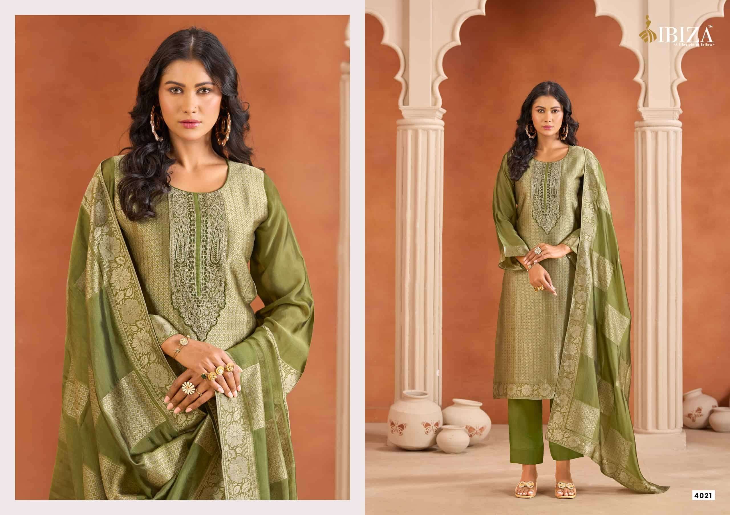 Ibiza Irha Banglory Silk Embroidered Wedding Dress Material