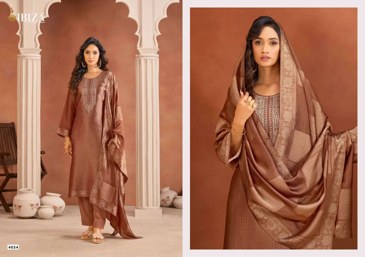Ibiza Irha Banglory Silk Embroidered Wedding Dress Material