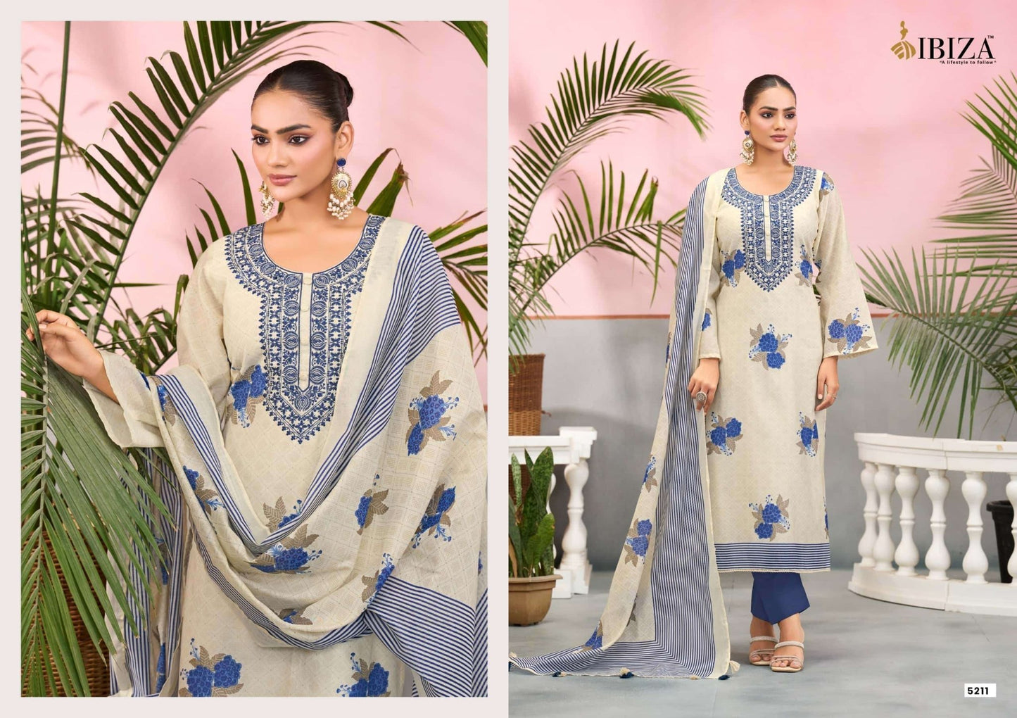Ibiza Jehan Pure Cotton Dress Material - Amrah Wholesale