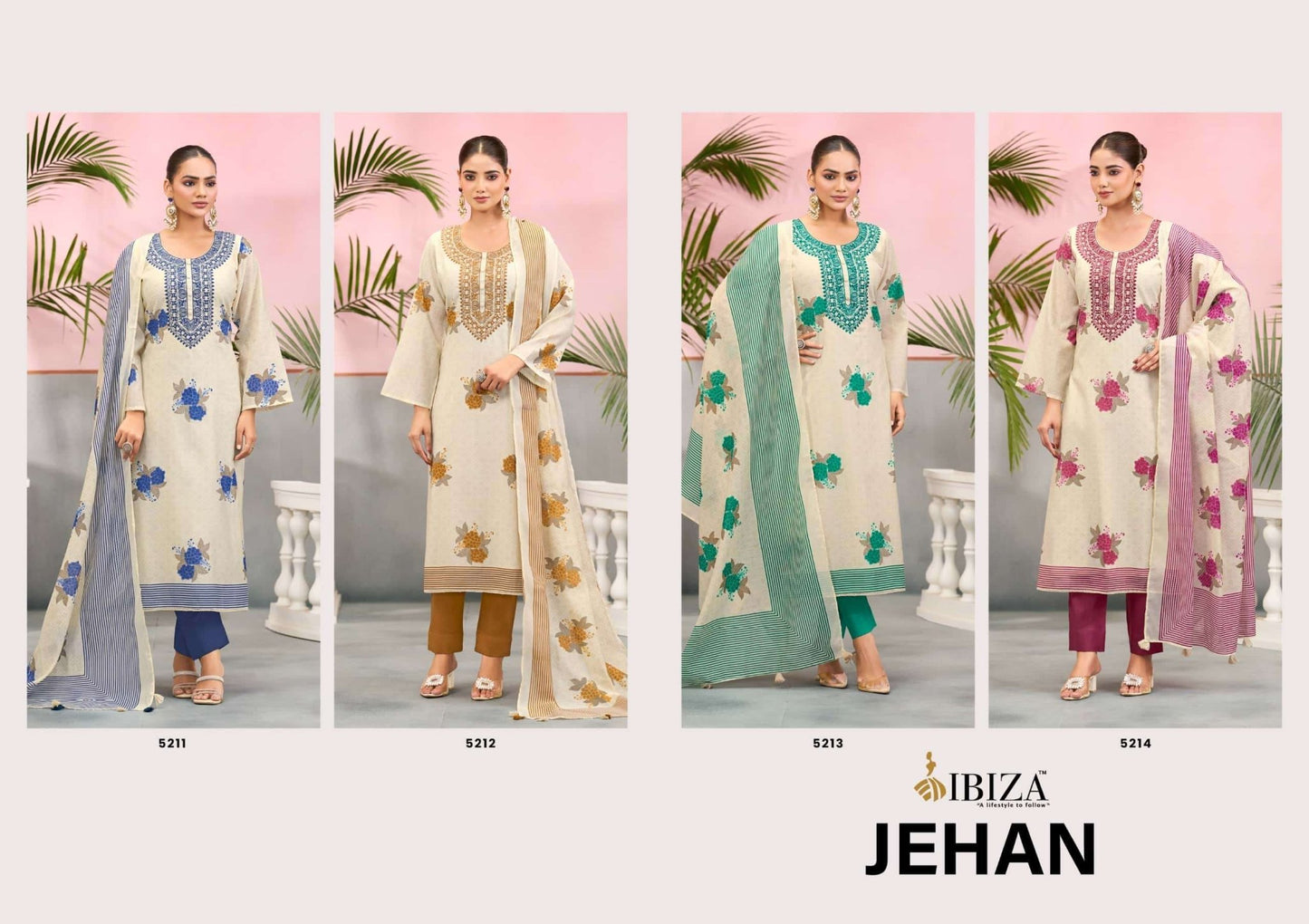 Ibiza Jehan Pure Cotton Dress Material - Amrah Wholesale