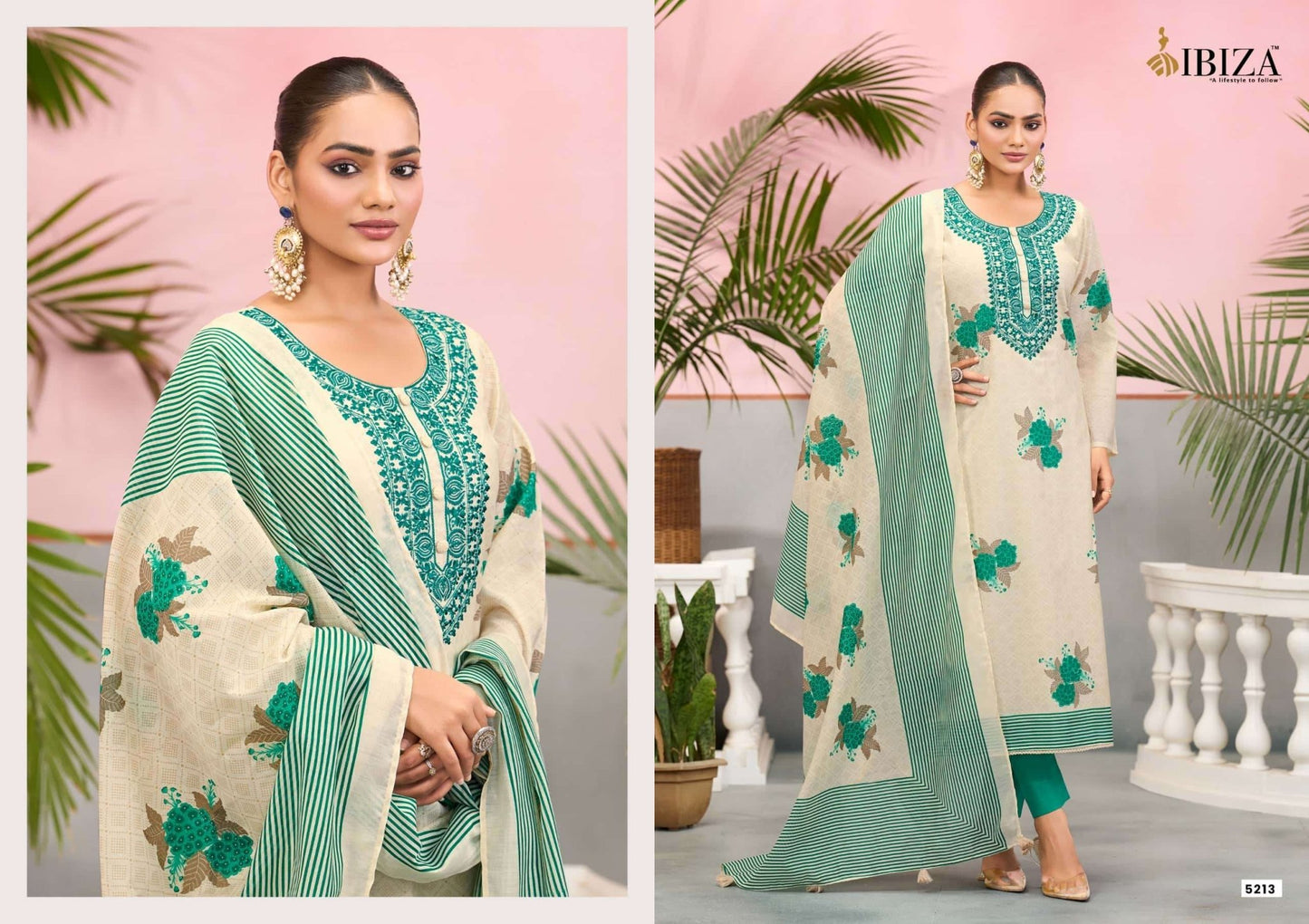 Ibiza Jehan Pure Cotton Dress Material - Amrah Wholesale