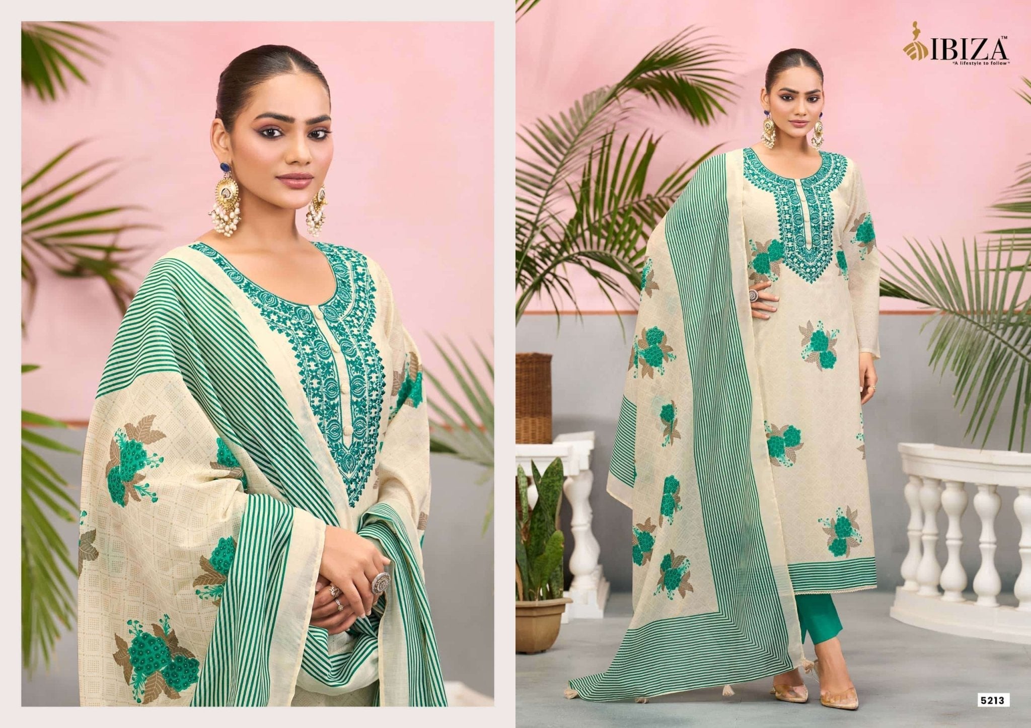 Ibiza Jehan Pure Cotton Dress Material - Amrah Wholesale