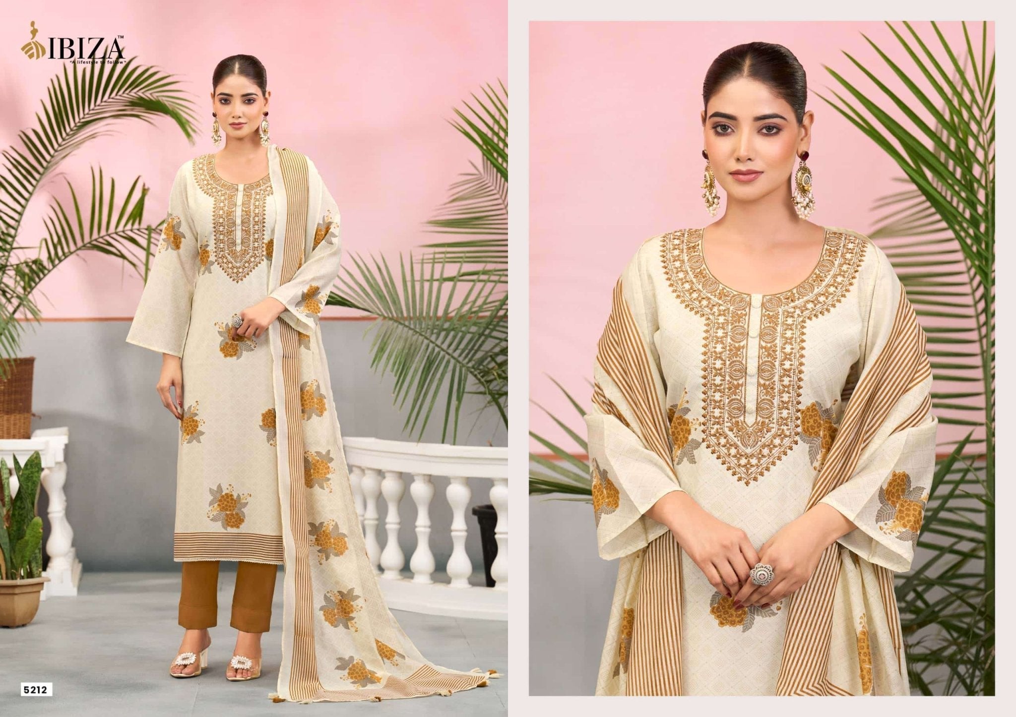 Ibiza Jehan Pure Cotton Dress Material - Amrah Wholesale