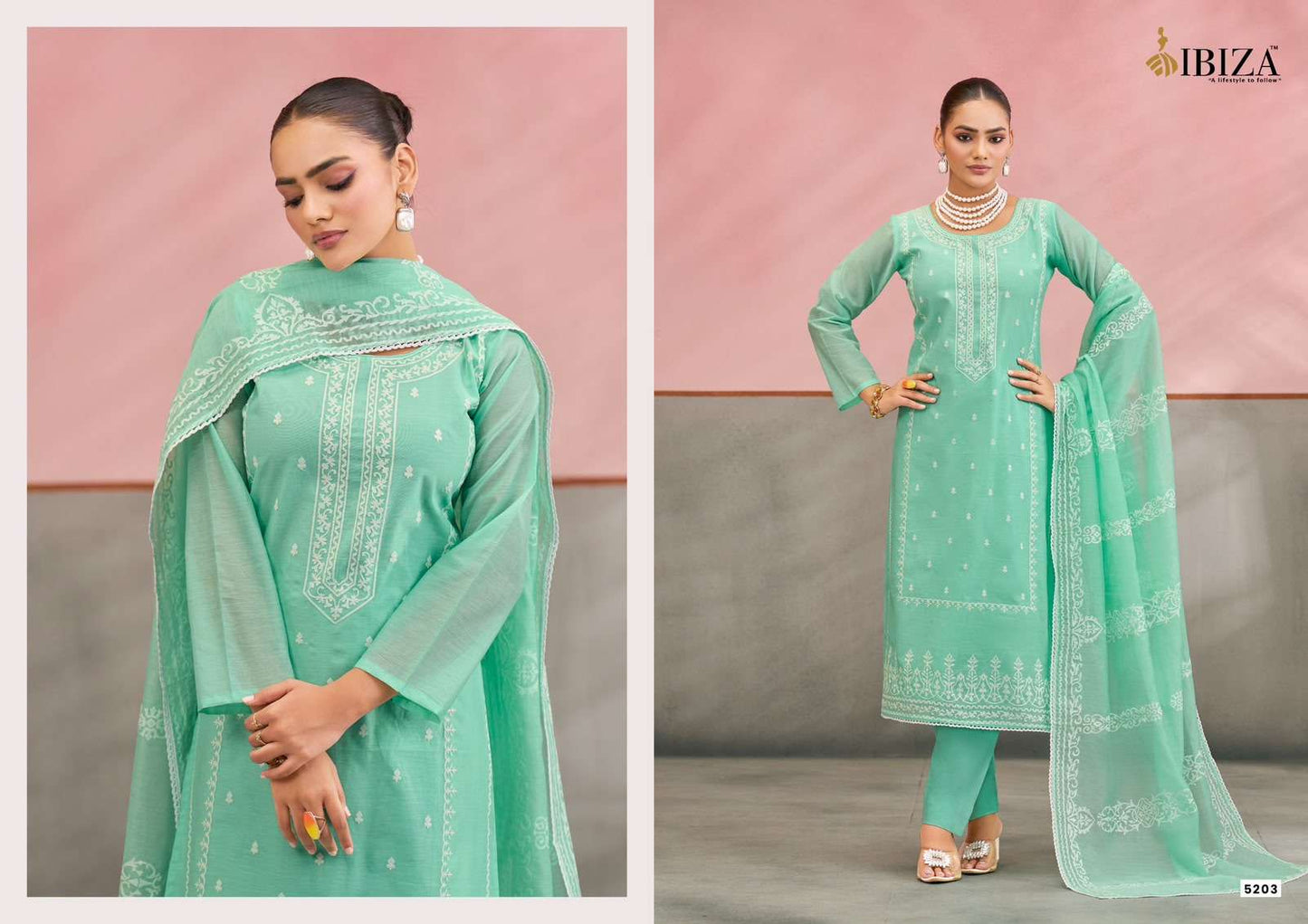 Ibiza Joree Mal Mal Cotton Laser Cutwork Dress Material - Amrah Wholesale