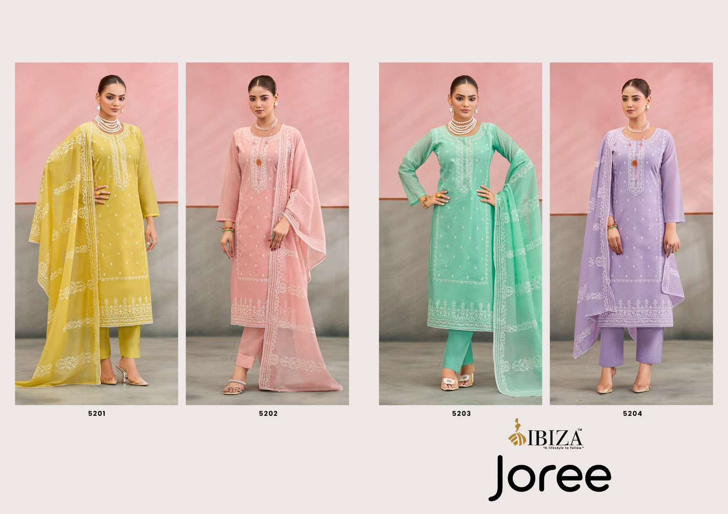 Ibiza Joree Mal Mal Cotton Laser Cutwork Dress Material - Amrah Wholesale