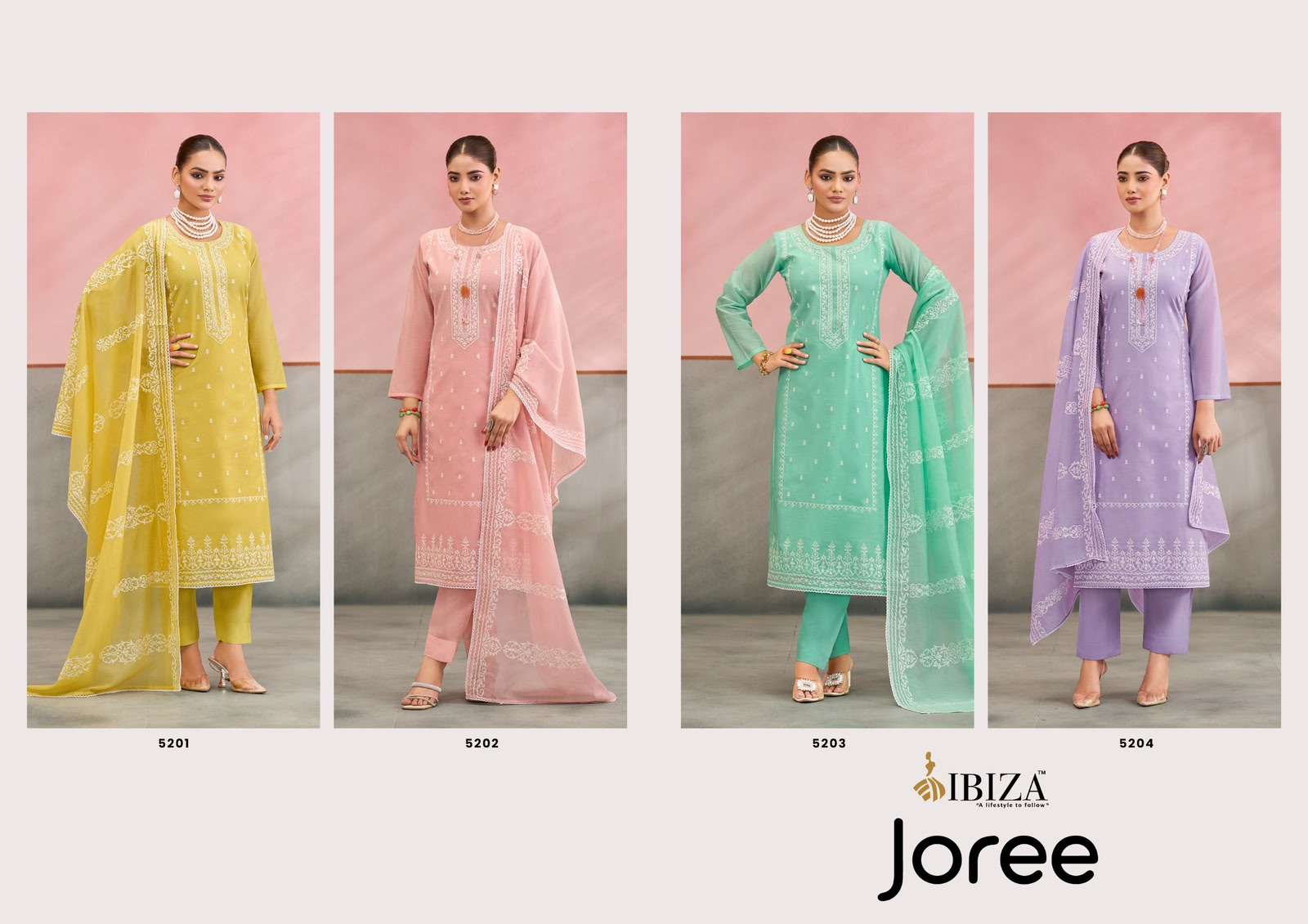 Ibiza Joree Mal Mal Cotton Laser Cutwork Dress Material - Amrah Wholesale