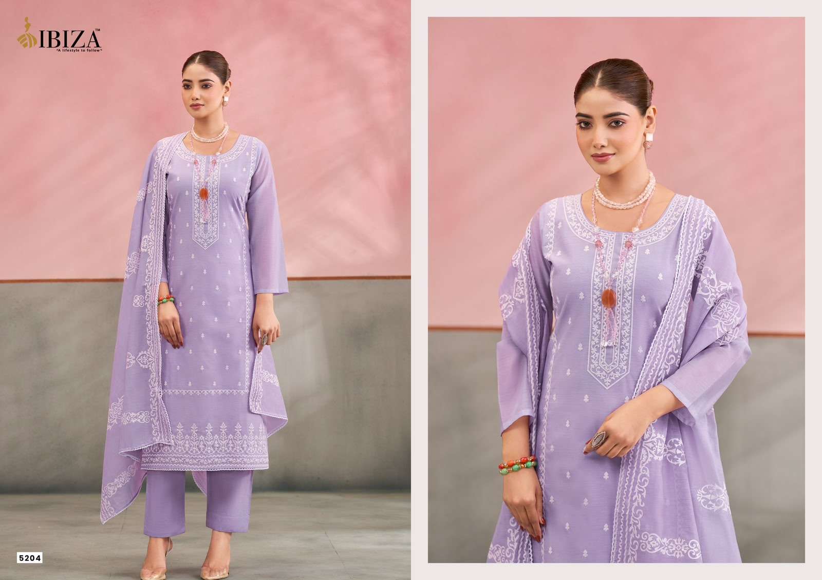 Ibiza Joree Mal Mal Cotton Laser Cutwork Dress Material - Amrah Wholesale