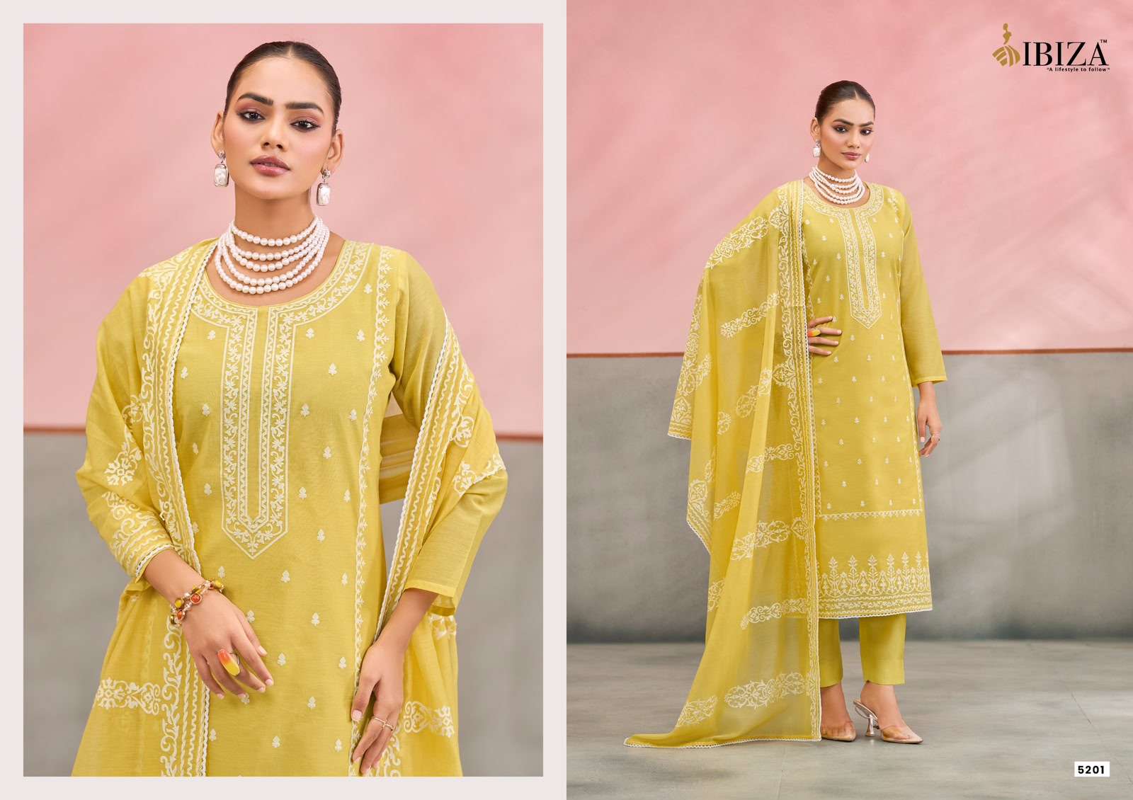 Ibiza Joree Mal Mal Cotton Laser Cutwork Dress Material - Amrah Wholesale
