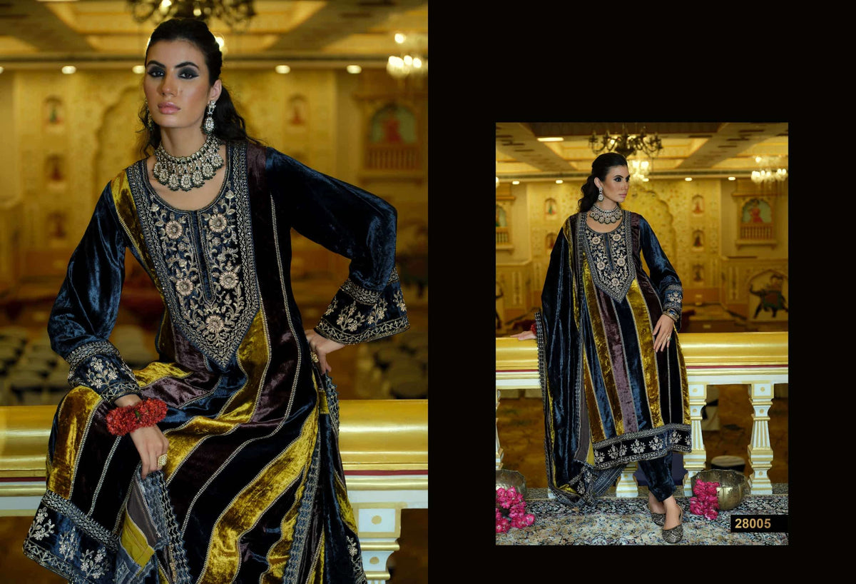 Ibiza Kuch Khaash The Ultimate Series 14 Pure Viscose Velvet Jardosi Embroidered Unstitched Dress Material