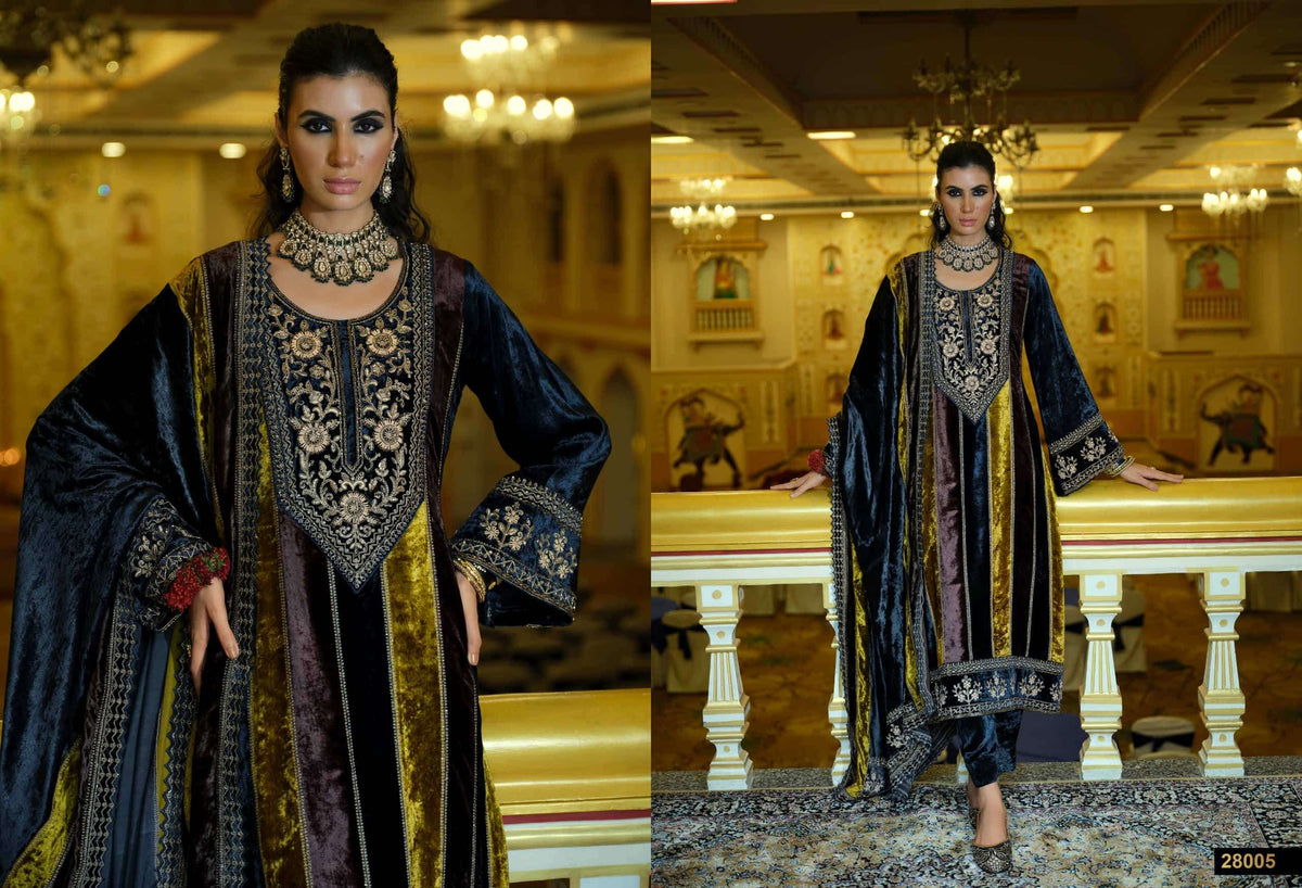Ibiza Kuch Khaash The Ultimate Series 14 Pure Viscose Velvet Jardosi Embroidered Unstitched Dress Material